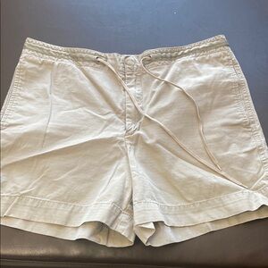 Cream Cargo Shorts with Relaxed Fit and Straight Hem